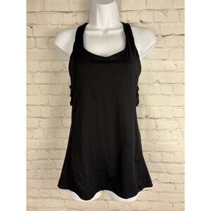 Lululemon Spin Me Tank Top Twist Black Sz 8 Shelf Bra